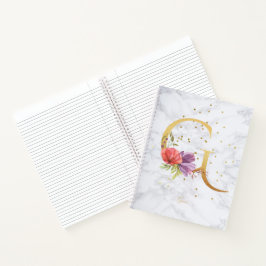 大理石モダン水彩黄金モノグラム文字G ノートブック