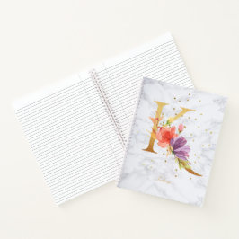 大理石モダン水彩黄金モノグラム文字K ノートブック