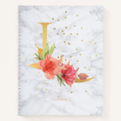 大理石モダン水彩黄金モノグラム文字L ノートブック (正面)