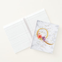 大理石モダン水彩黄金モノグラム文字Q ノートブック