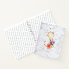 大理石モダン水彩黄金モノグラム文字S ノートブック