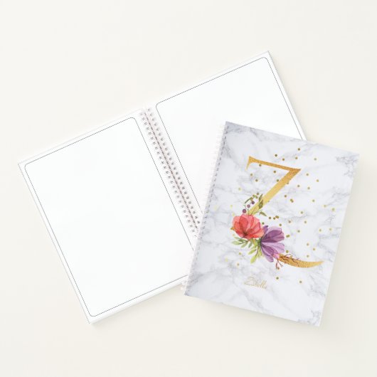 大理石モダン水彩黄金モノグラム文字Z ノートブック (内部)