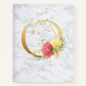 大理石モダン水色ゴールデンモノグラム文字O ノートブック (正面)