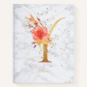 大理石モダン水色ゴールデンモノグラム文字Y ノートブック (正面)