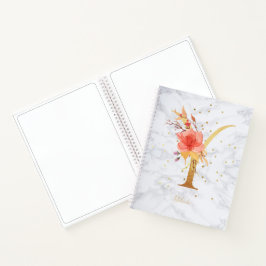 大理石モダン水色ゴールデンモノグラム文字Y ノートブック