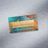 大理石モダン水色金ゴールドターコイズヘアサロン マグネット名刺 (インサイチュ)