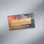 大理石モダン水色金ゴールド紫グリーンブルー マグネット名刺 (インサイチュ)