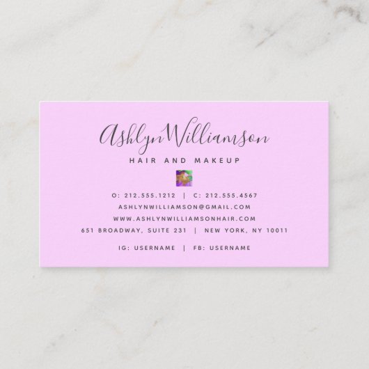 大理石モダン水色、金ゴールド紫アクアグリーン 名刺 (裏面)