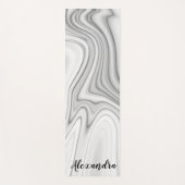 大理石モダン白灰色液体模様 ヨガマット (正面)