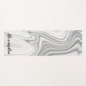大理石モダン白灰色液体模様 ヨガマット (正面(横))
