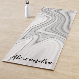大理石モダン白灰色液体模様 ヨガマット