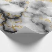 大理石モダン白黒金ゴールド包装紙 ラッピングペーパー (角)