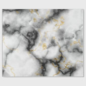 大理石モダン白黒金ゴールド包装紙 ラッピングペーパー (フラット)