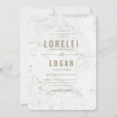 大理石モダン結婚式招待状 |金ゴールド 招待状 (正面)