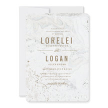大理石モダン結婚式招待状 |金ゴールド