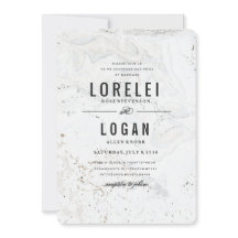 大理石モダン結婚式招待状 |黒