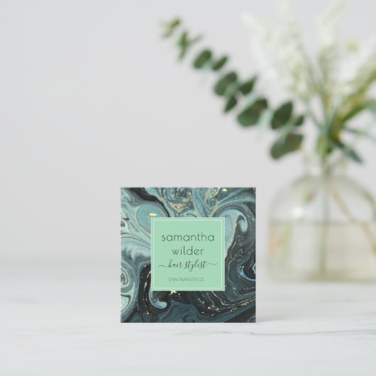 大理石モダン美容師スクエア名刺 スクエア名刺 (スタンド正面)