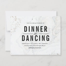 大理石モダン製ウェディングレセプションカード |黒 招待状