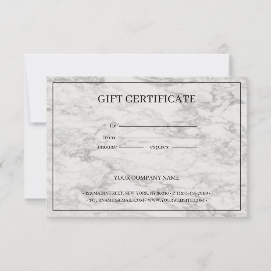 大理石モダン製カスタマイズギフト証明書 (裏面)