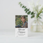 大理石モダン製クラシックエレガントQRコードカスタム写真 名刺 (スタンド正面)