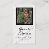 大理石モダン製クラシックエレガントQRコードカスタム写真 名刺 (正面)