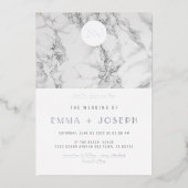 大理石モダン製シンプル結婚のシルバーフォイル結婚ズ 箔招待状 (正面)