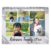 大理石モダン製フォトコラージュ月カレンダー