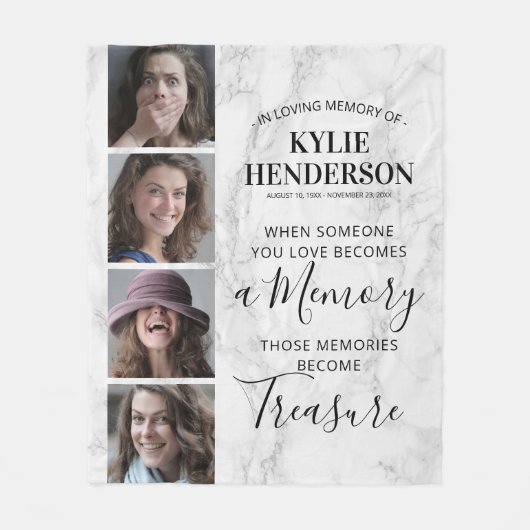 大理石モダン記念写真記念碑 フリースブランケット (正面)