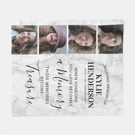 大理石モダン記念写真記念碑 フリースブランケット (正面(横))