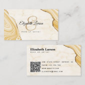 大理石モダン金ゴールドグリッターQRサロン化粧 名刺 (正面/裏面)