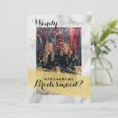 大理石モダン金ゴールドストロークブリーズメイド提案カード 招待状 (スタンド正面)