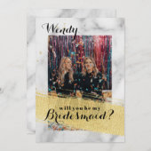 大理石モダン金ゴールドストロークブリーズメイド提案カード 招待状 (正面/裏面)