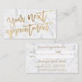 大理石モダン金ゴールドフォイルスクリプトタイポグラフィ 予約カード (正面/裏面)