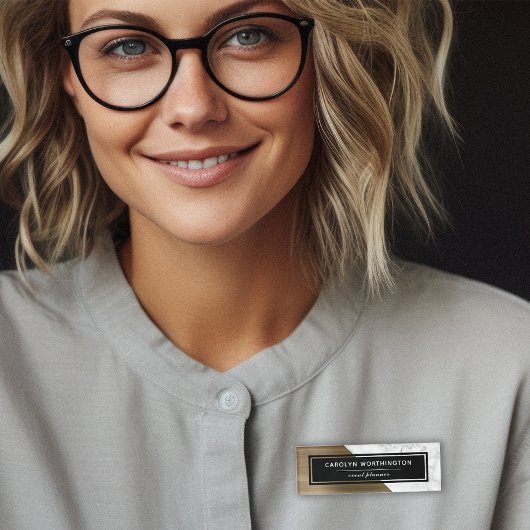 大理石モダン金ゴールドブラシ仕上げメタルカラーブロック 名札