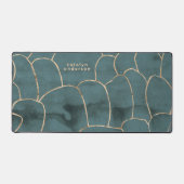 大理石モダン金ゴールド宝石ティール（緑がかった色）インテリアデザイナー デスクマット (正面)