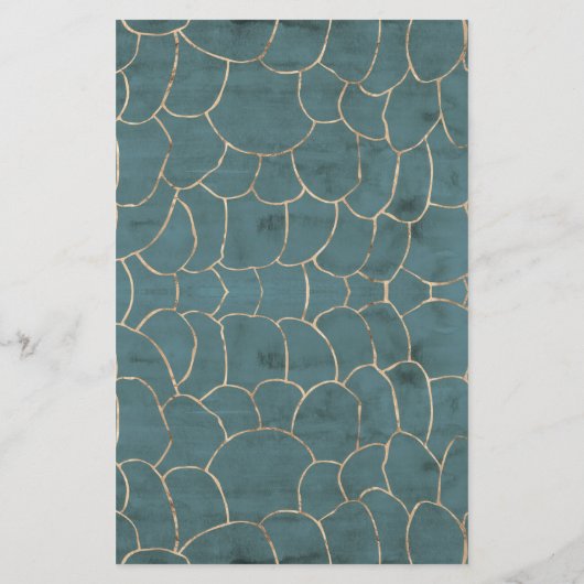 大理石モダン金ゴールド宝石ティール（緑がかった色）インテリアデザイナー 便箋 (裏面)