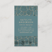 大理石モダン金ゴールド宝石ティール(緑がかった色)インテリアデザイナー 名刺 (裏面)