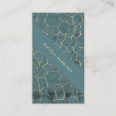 大理石モダン金ゴールド宝石ティール(緑がかった色)インテリアデザイナー 名刺 (正面)