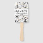 大理石モダン金ゴールド幾何学的結婚式 プログラム ハンドファン (正面)