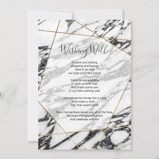 大理石モダン金ゴールド幾何学願い井戸 招待状 (正面)