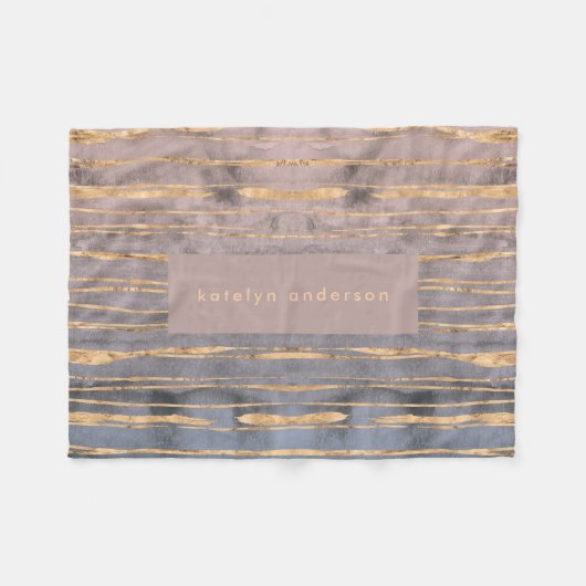 大理石モダン金箔ジェムストーンインテリアデザイナー フリースブランケット (正面(横))