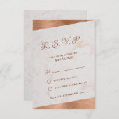 大理石モダン銅斜結婚断 出欠カード (正面/裏面)