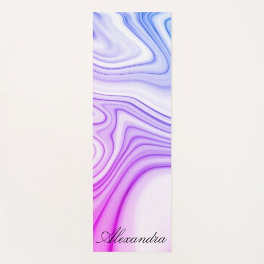 大理石モダン青ピンクの液体模様 ヨガマット (正面)