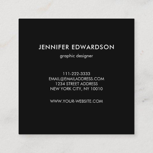 大理石モダン黒エレガント金ゴールドプロフェッショナル スクエア名刺 (裏面)