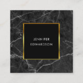 大理石モダン黒エレガント金ゴールドプロフェッショナル スクエア名刺 (正面)