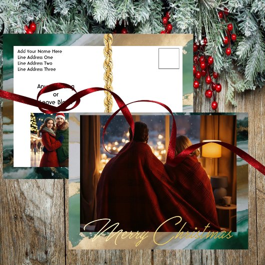 大理石モダン2枚の写真 箔シーズンポストカード