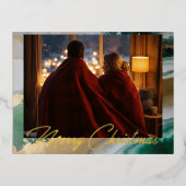 大理石モダン2枚の写真 箔シーズンポストカード (正面)