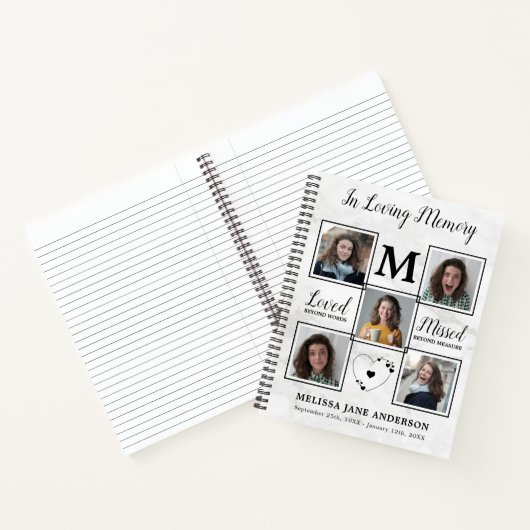 大理石モダン5フォトバジェット葬儀GuestBook ノートブック (内部)