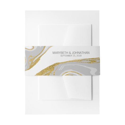 大理石モダン&金ゴールド結婚式招待状ベリーバンド 招待状ベリーバンド (正面例)