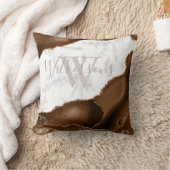 大理石モノグラム上の金ゴールドグリッターと茶色のアゲート クッション (ブランケット)